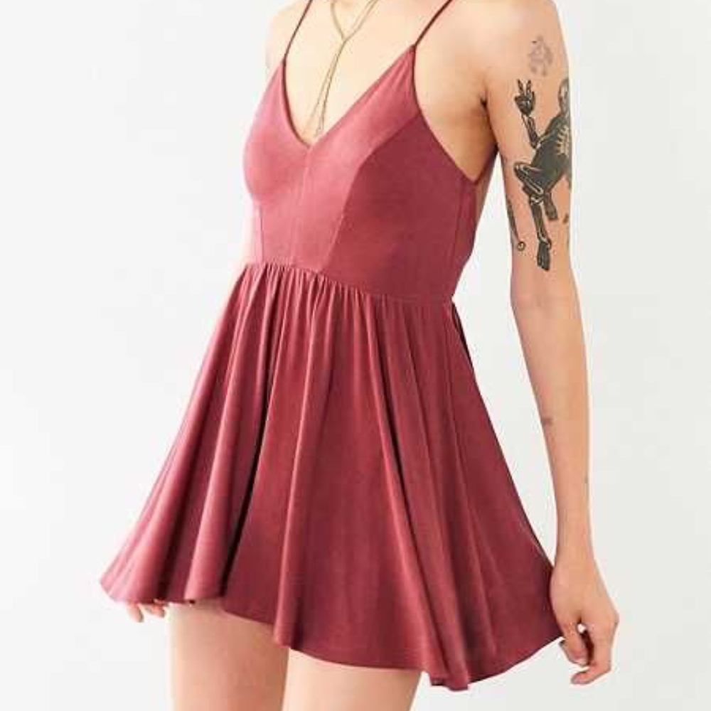 Low crossed back red romper